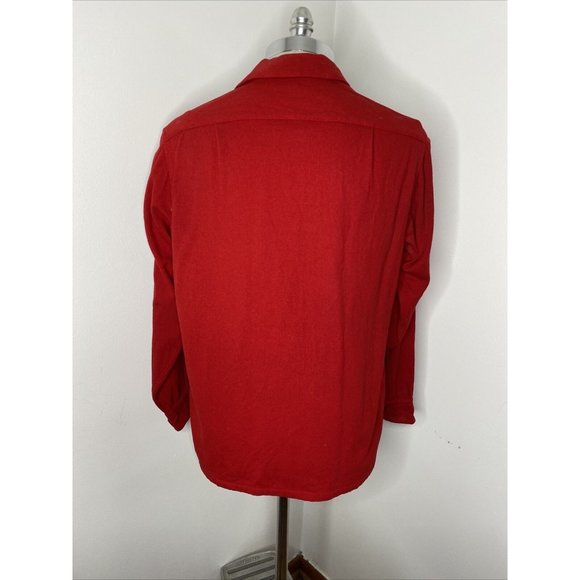 Pendleton Mens Board Shirt Size L Red Virgin Wool Loop Collar Button Down - Picture 9 of 16